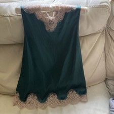 Dolce & Gabbana Women's Silk Lace Trim Chemise Slip Solid Green lace size 44
