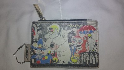 Moomin Comic House of Disaster Leather Coin Purse ID Wallet Keychain, Used