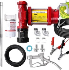 12V Fuel Transfer Pump w/Manual Nozzle, 10 GPM High 10GPM with Filter
