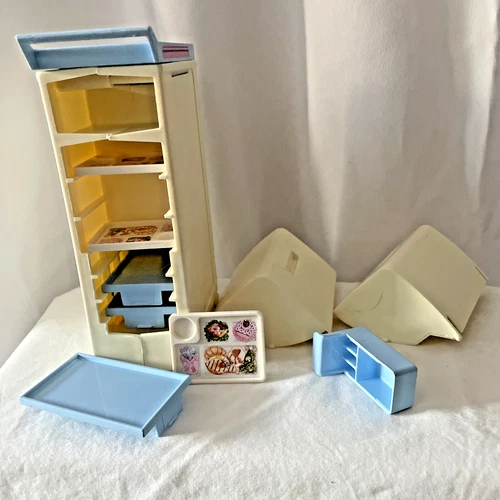 Vtg 1999 Barbie Airplane Food Serving Cart/3 Trays Plus 2 Overhead Storage Parts