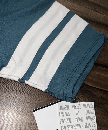 Lularoe Donna Perfetta T T T T T T T T Verde Blu Teal Bianco Bordo XL 18/20 20/22 ❤️ Nuovo - Foto 4 di 19