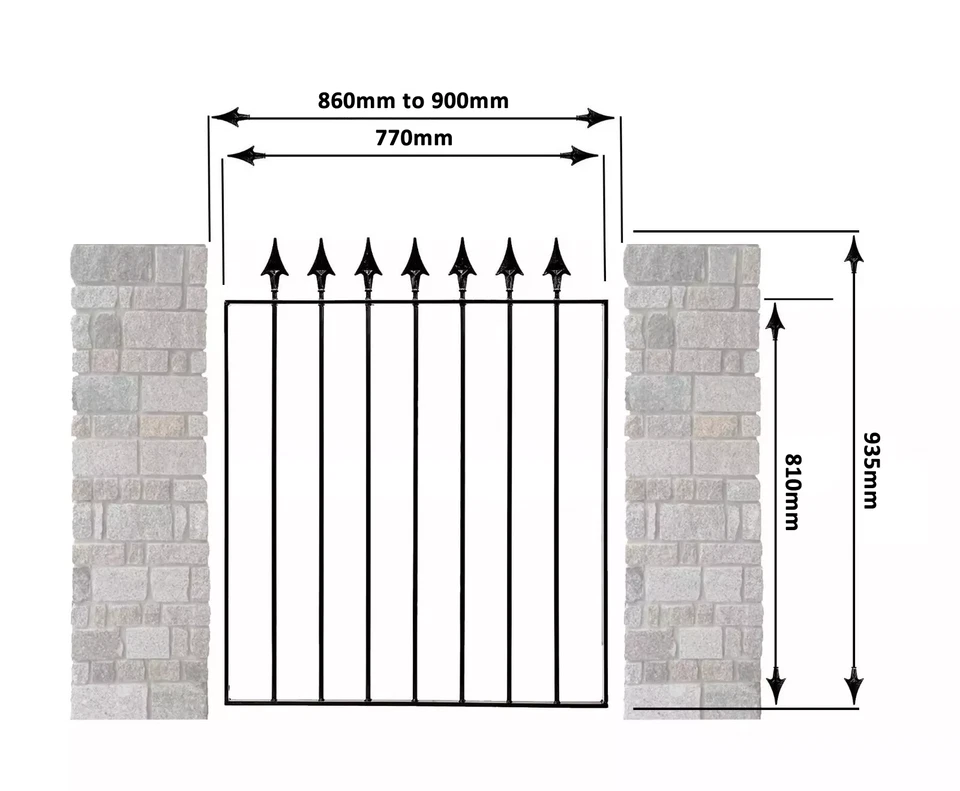 770mm wide x 935mm high Black Wrought Iron Spear Top Pedestrian Garden Gate - Image 2 of 4