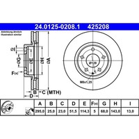 Bremsscheibe ATE 24.0125-0208.1 (2 Stk.)