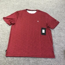 Spyder Rash Guard Shirt Mens Large Red UPF 30+ Quick Dry Swim Surf Beach Tee