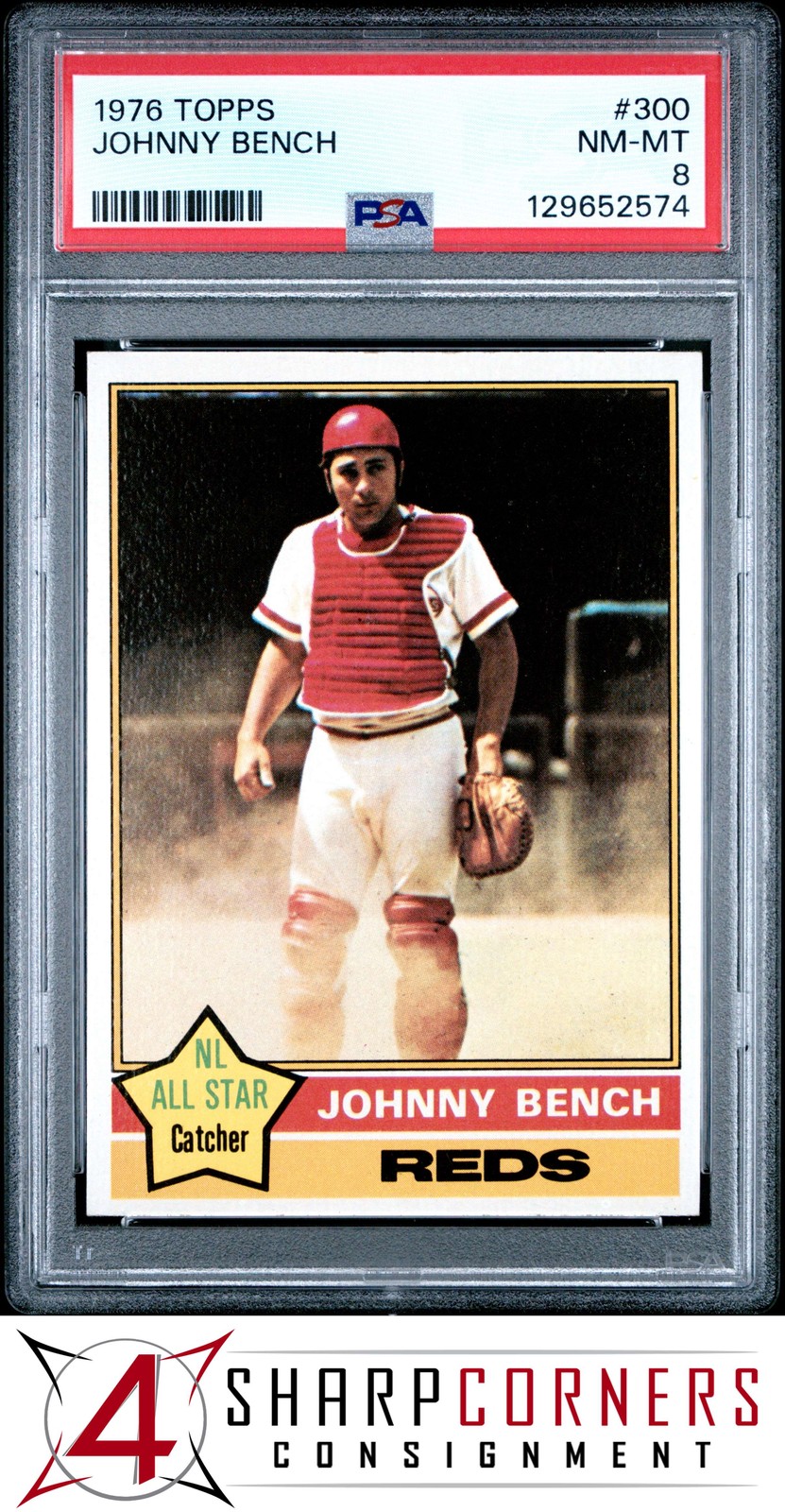 1976 TOPPS #300 JOHNNY BENCH REDS HOF PSA 8