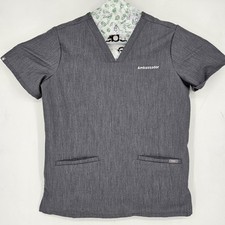 Figs Scrub Top Womens Medium Casma Three Pocket Technical Gray Nurses Healthcare