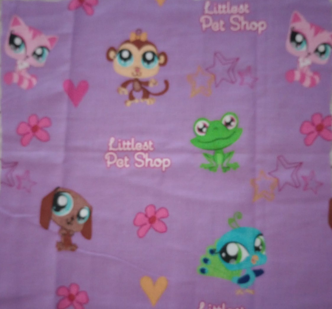 littlest pet shop fun fabric sheet scrap 14 x 13 inch 1pc  used