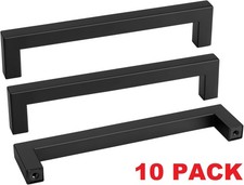 10 Pack Black Cabinet Pull Drawer Handle Matte Black 7-1/2in Square Modern Farm