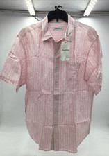Tommy Bahama Mens Sand Linen Valencia Stripe Shirt in Rose Rococo Size Large