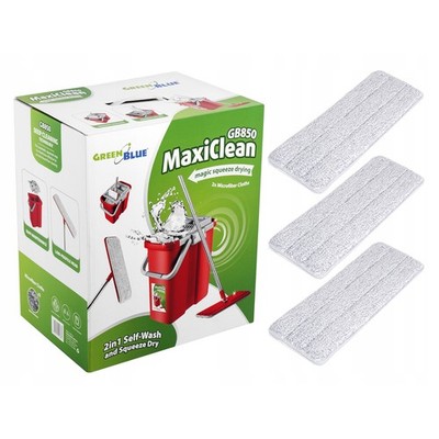GreenBlue MaxiClean GB850 Flachmopp-Set 8 L Eimer 3 Ersatzbezüge