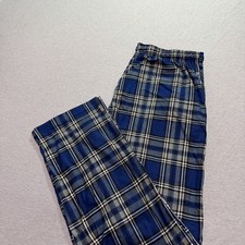 Hanes Pajama Pants Men's L Plaid Striped Nautical Casual Lounge Sleepwear Blue