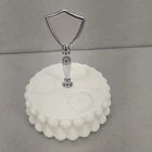 Fenton White Milk Glass Teardrop Condiment Shaker Caddy Carrier w/ Metal Handle