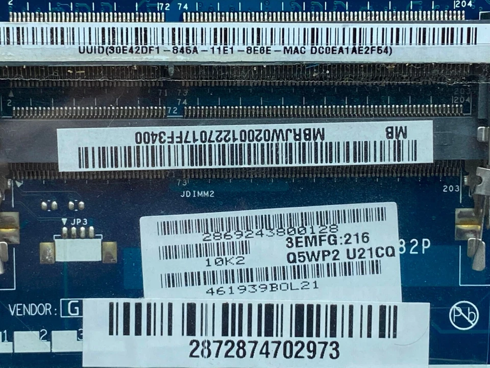 MBRJW02001 for 5742 5733 laptop motherboard PEW71 LA-6582P MBRJW02001 HM55 - Image 3 of 4