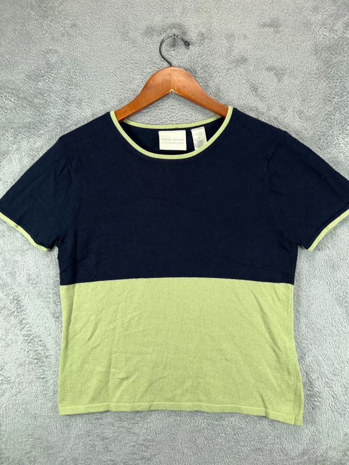 Conjunto de suéter de 2 piezas Liz Claiborne de colección primera edición para mujer medio azul verde rayón Foto 2 de 4