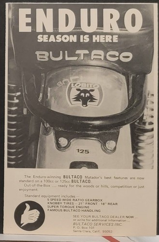 1969 Bultaco Lobito 5 Speed Super Torque Original Motorcycle Print Ad - 第 1/1 張圖片