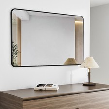 Wandspiegel Groß Schwarz Wand spiegel Metall Rahmen Eckig Badezimmer Spiegel 