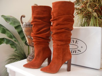 cognac suede boots