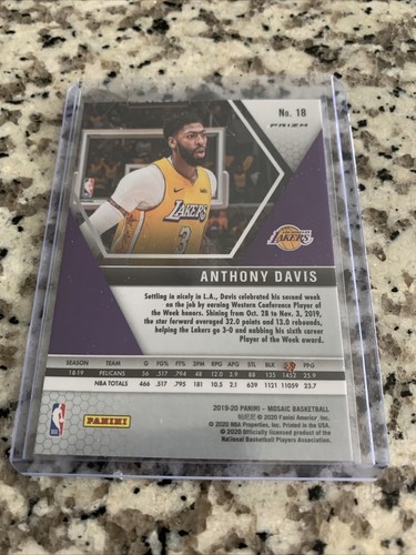 Panini Mosaic Blue 2019-20 Prizm reactivo #18 Anthony Davis - Imagen 2 de 10
