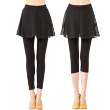 Modern Dance Pants With Chiffon Short Skirt Ballet Latin Dance Ankle Leggings