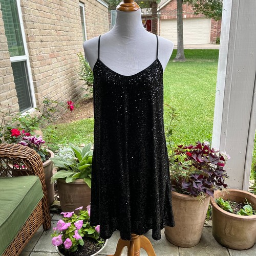ADNARO SEQUIN SWING DRESS SIZE S BLACK 