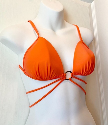 New Venus Burnt Orange Strappy Push Up Triangle Bikini Top D 32DD 34D 36C - Picture 2 of 3