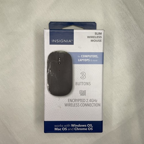 Insignia Wireless Optical 3-Button slim Mouse for Mac PC Laptop Chrome Black