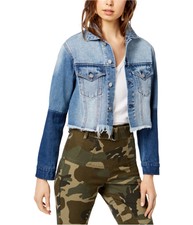 Kendall Kylie Womens Cropped Jacket, Blue, Medium