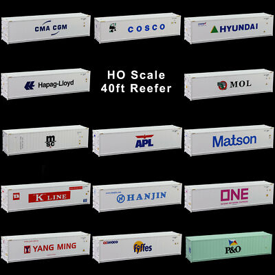 1pc HO Scale 1:87 40ft Hi-Cube Reefer Refrigerator Shipping Container Cargo Box