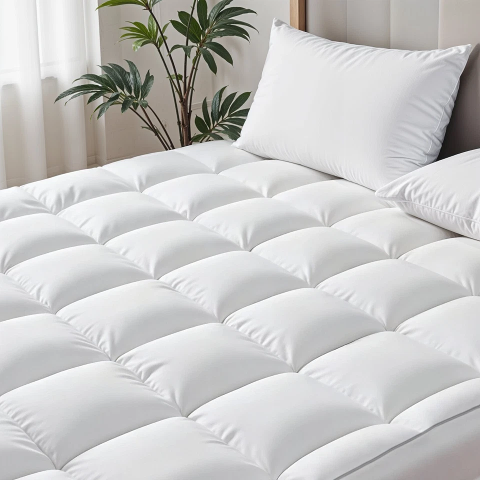 Soft Thick Mattress Pad Quilted Fitted Pillow Top Mattress Topper Cover - Image 2 of 4