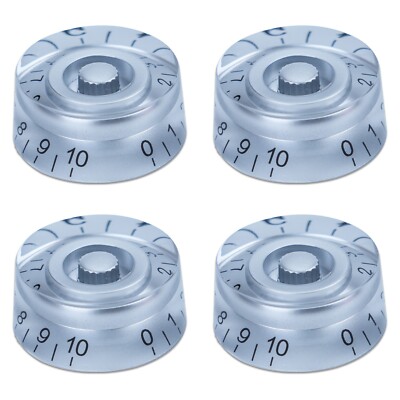 4Pcs Acrylic Bass Guitar Knobs Volume Tone Control Knobs Gray Black numbers
