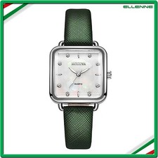 ✅ OROLOGIO DONNA ACCIAIO PELLE PU POLSO MODERNO SOTTILE RAGAZZA VERDE F05a ✅