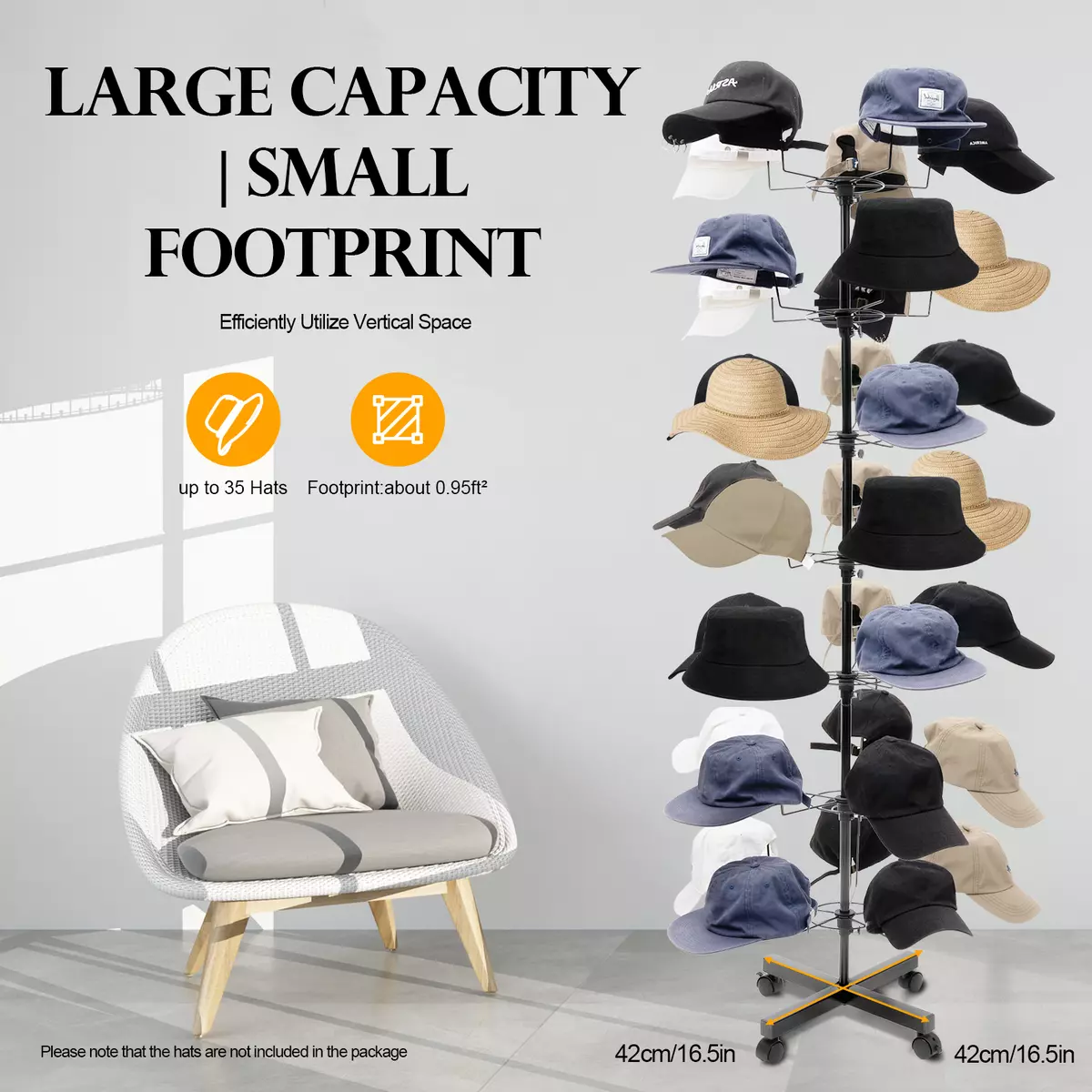 7 Tier Rotating Hat Display Rack Cowboy Baseball Hat Stand Hang 35Hats  Organizer