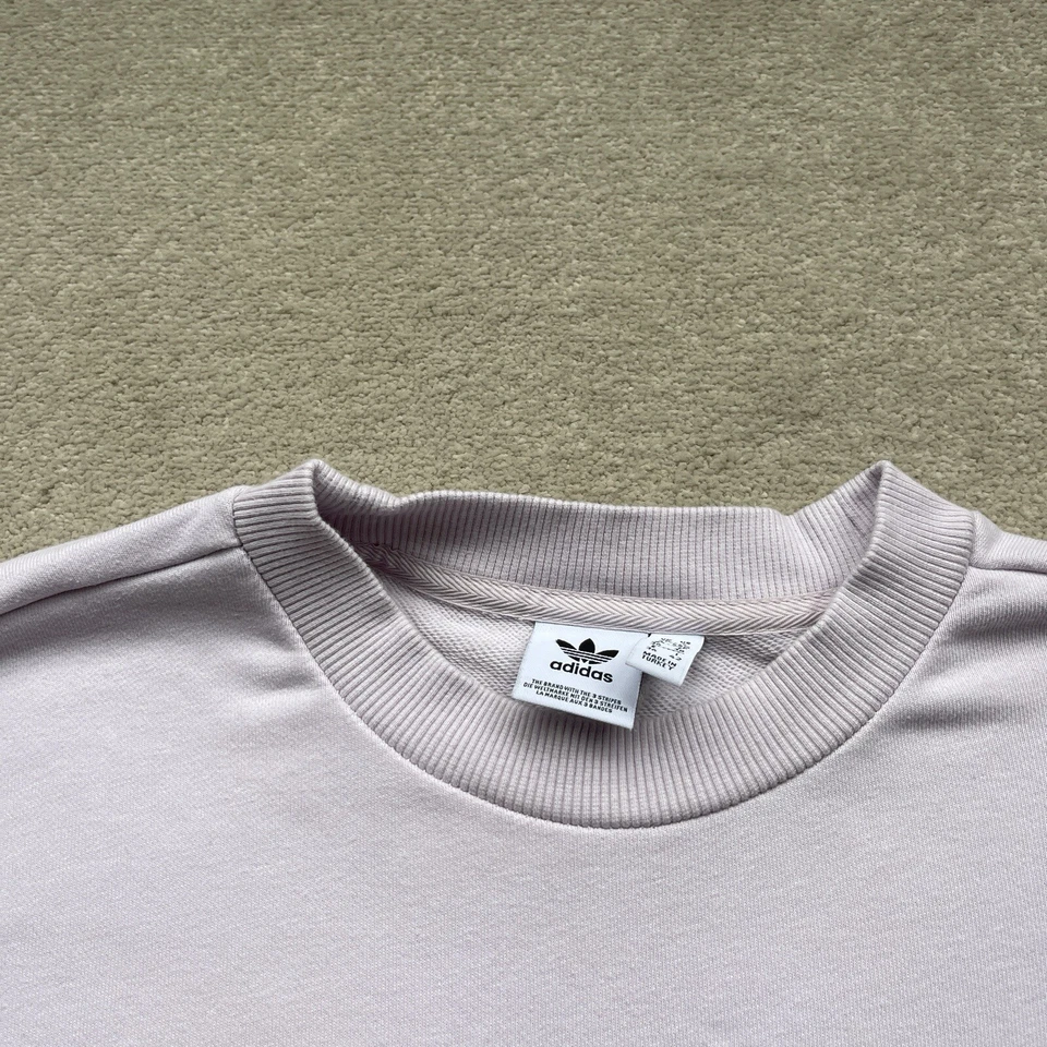 Adidas Unisex Cotton Blend Tennis Embroidered Sweatshirt Jumper Pink Size L / XL - Image 3 of 4