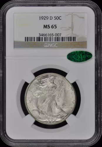 1929-D Walking Liberty Half Dollar 50C NGC MS65 (CAC)
