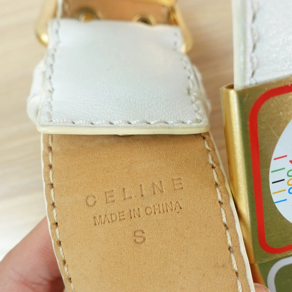 Cinturón CELINE 80 32 Pequeño Western Ecuestre Rugby Hebilla Dorada Logo RARO 2004 Y2K Foto 4 de 4