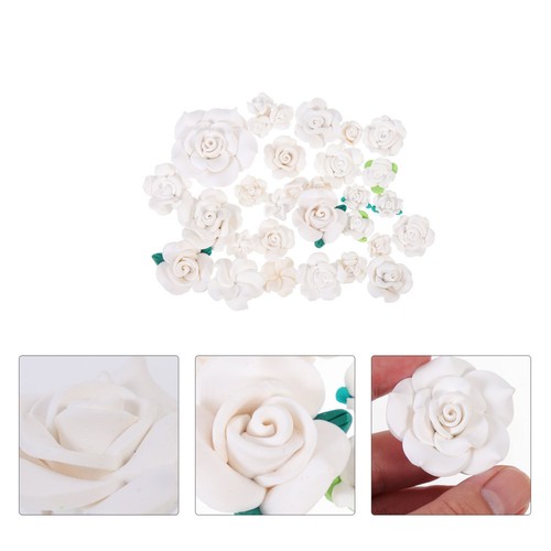 28 Pcs Soft Ceramic Flowers Ornaments Floral Embellishment Craft Charms - 第 7/12 張圖片