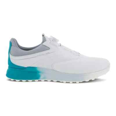 NEW MENS ECCO S-Three BOA GORE-TEX Golf Shoes, Size 7-7.5 (EU 41), White/Caribbe