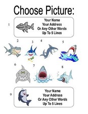 30 Cartoon Shark Personalized Address Labels