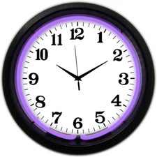 Neonetics 8BANDP Black Rim Purple Standard Neon Clock 15"x15"