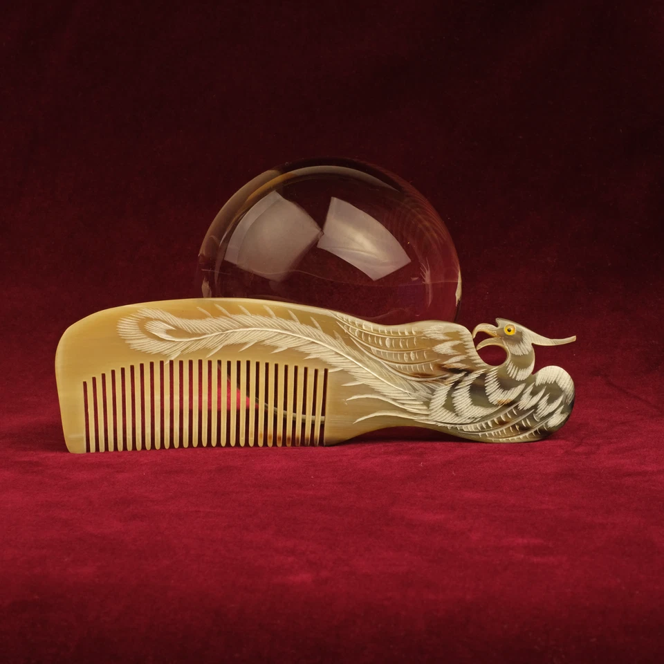 Peigne Beauté Cheveux Vietnam Peigne de Corne de Buffle Poli Poil Long - Photo 4/4