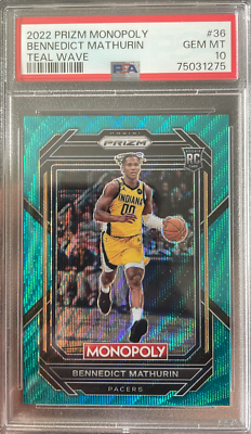 2022-23 Prizm Monopoly Bennedict Mathurin #36 Teal Wave Rookie RC 