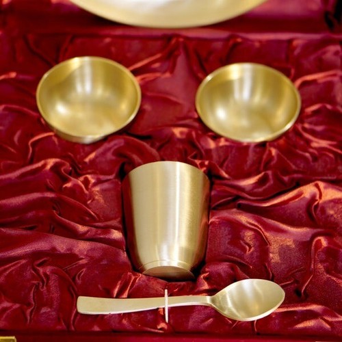 Kansa Set With Velvet Box In Matte Finish - Picture 6 of 12
