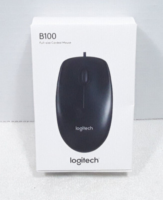 Logitech B100 Corded Mouse Black   Wired USB Mouse for Computers & Laptops NEW