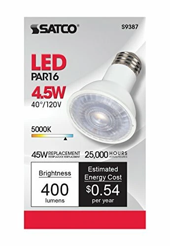 Satco S9387 Par16 LED 5000K 40' Beam Spread Medium Base Light Bulb, 4.5W - Image 4 of 4