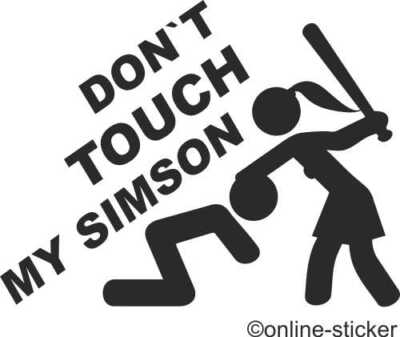 Simson Aufkleber DON´T TOUCH MY SIMSON AN1595W Weibliche Schlägerin Rot, Blau...