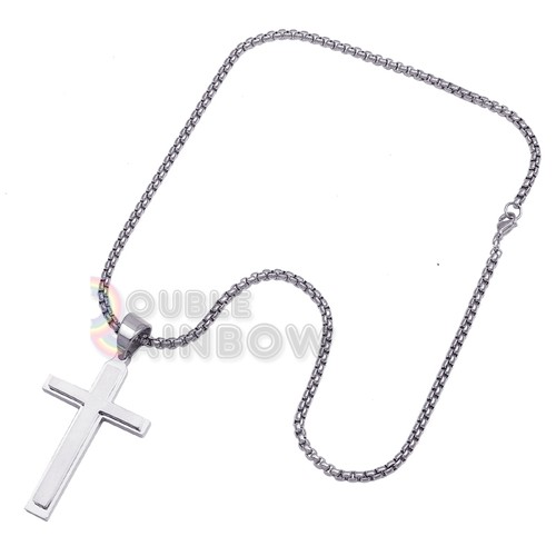 732 20-30"men stainless steel gold Silver Plain cross pendant BOX Necklace Chain - Picture 11 of 22