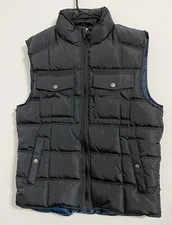 Goodfellow & Co., Men Sleeveless Black Quilted Zipper Front Vest with Pockets, M