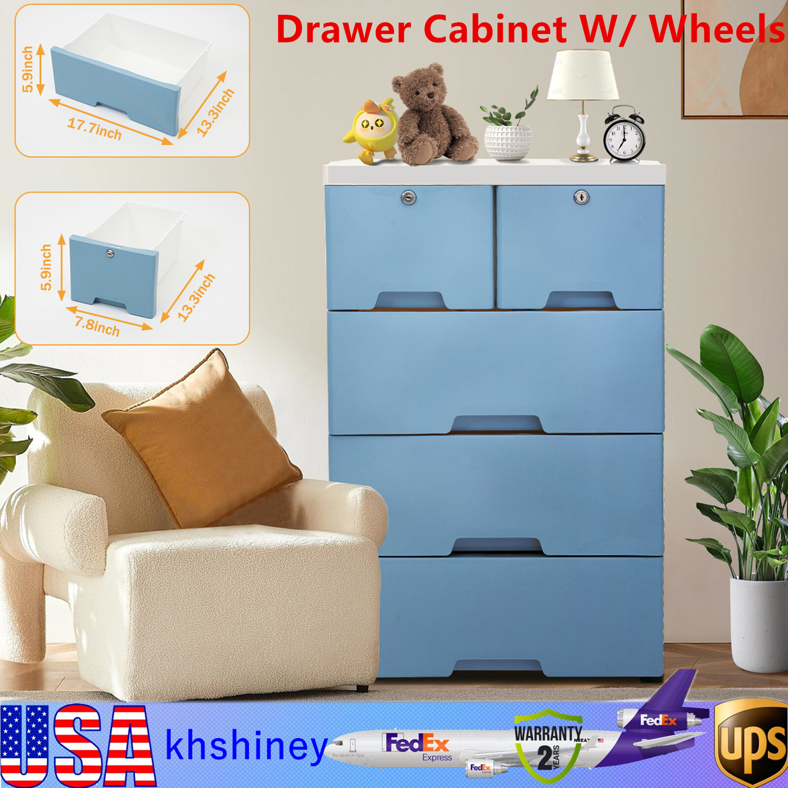 Dresser 6 Chest of Drawers Drawer Furniture Cabinet Bedroom Storage Organizer US