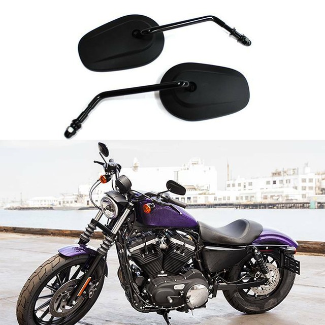 Long Stem Black Motorcycle Side Mirrors For Harley Davidson XL 883N
