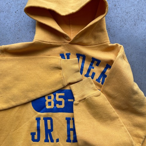 Vtg 80's Lander Jr. High School Hoodie Sweatshirt Yellow Size: Medium USA Made - Picture 3 of 8